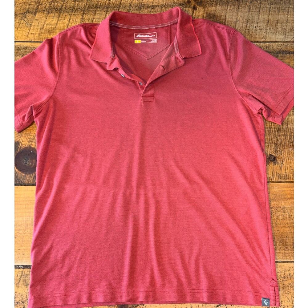 Eddie Bauer Mens Travex Burnt Red Coral Short Sleeve Polo Shirt Size TXL